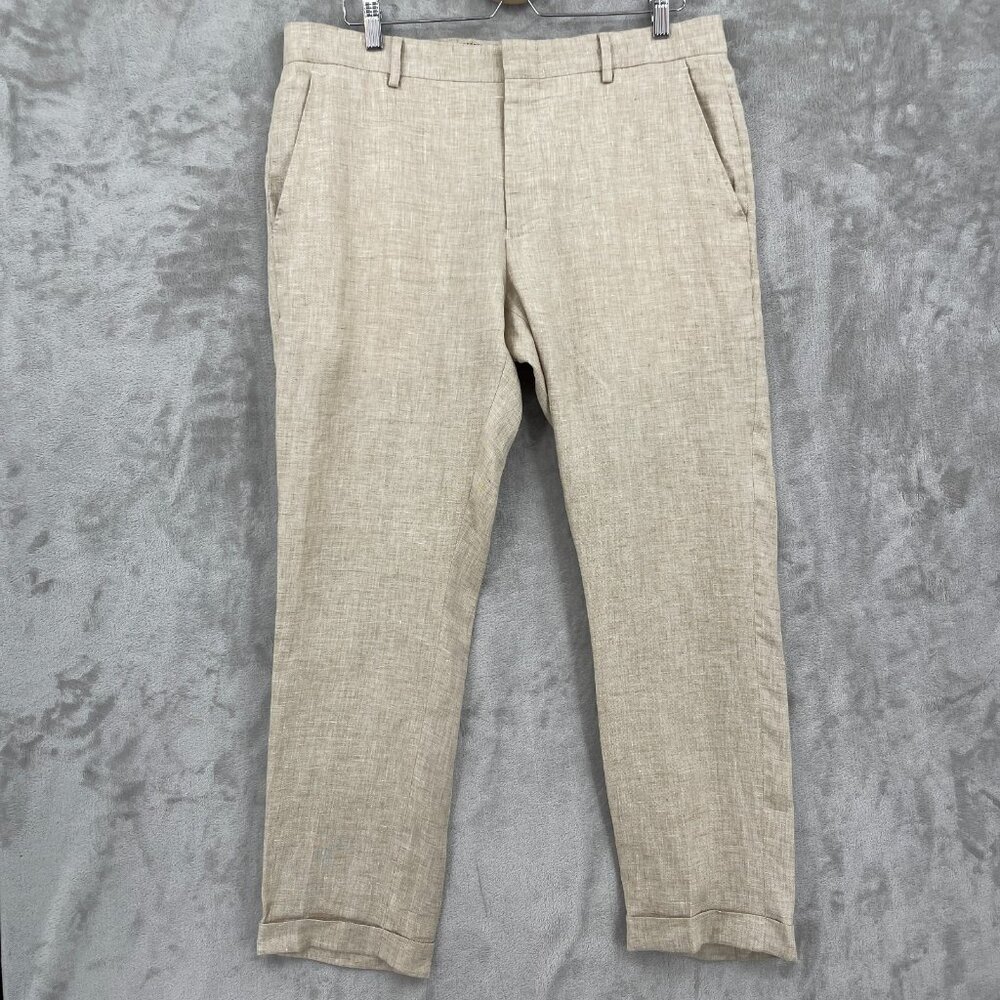 Murano Light Beige Linen Dress Pants